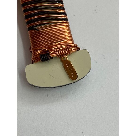 Vintage Rare Liztech 1998 Signed Akuaba Inspired Copper & Black Beaded Brooch Wi - Picture 5 of 9